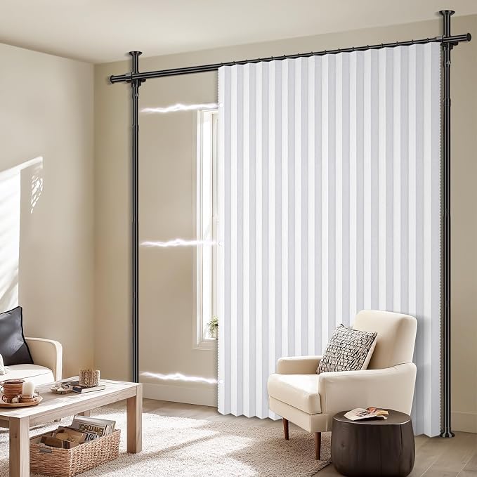 100% Blackout Room Divider Curtains Sets White W100 x L84 in 1 Panel No Drill - Image 7