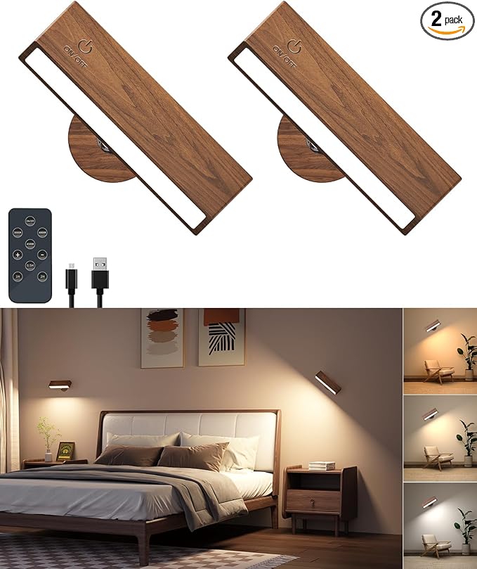 DetarZinLED Wooden Wall Sconce Battery Operated by DetarZinLED