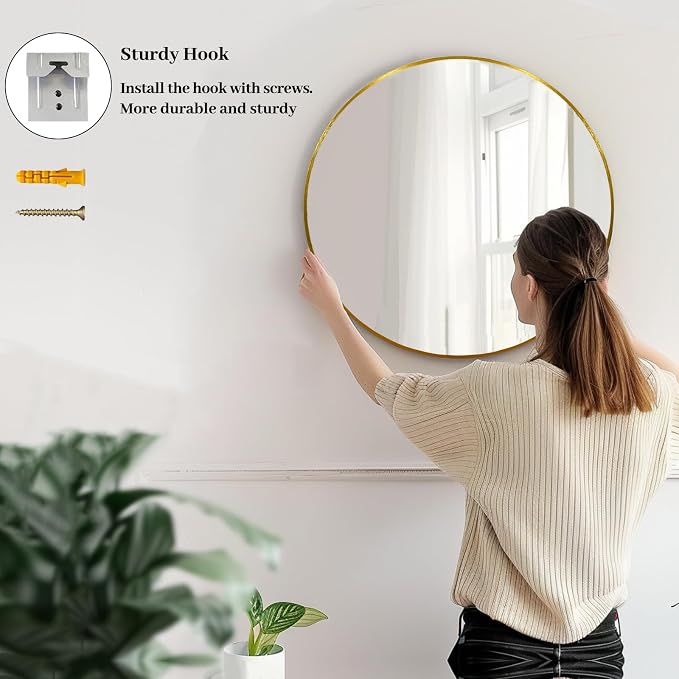 Sunniry Gold Round Mirror 24 inch, 2 Pack Gold Circle Mirror, Round Bathroom - Image 5