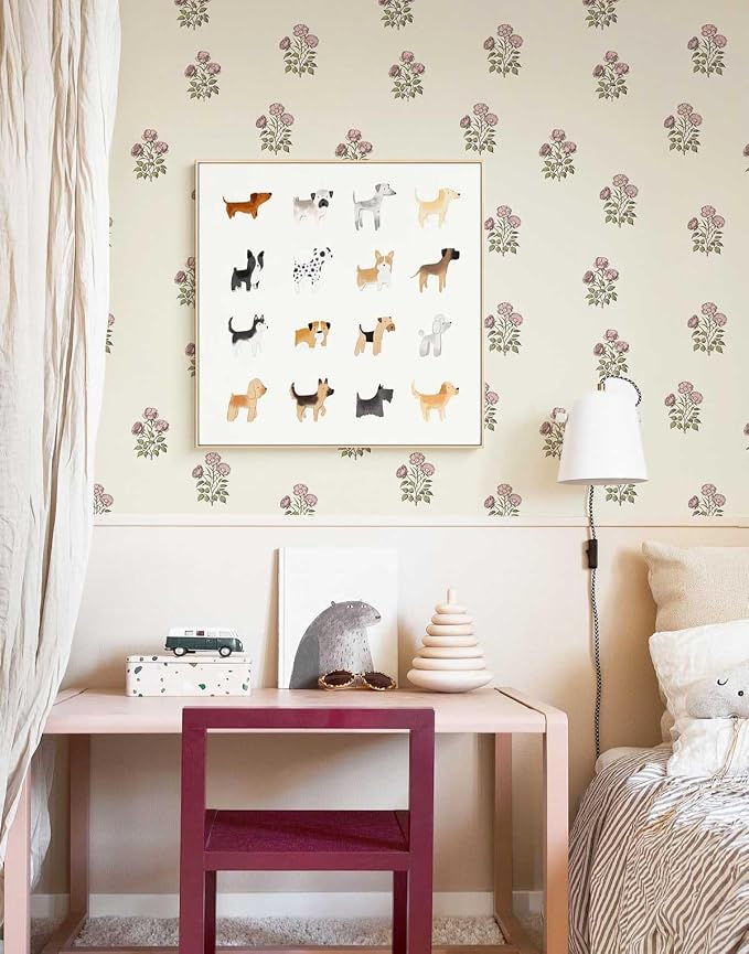 Beige Floral Wallpaper Vintage Rose Peel and Stick Wallpaper Waterproof Contact - Image 6