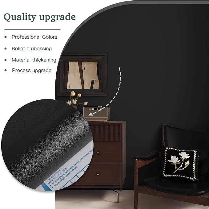 Dimoon 118''x23.6'' Peel and Stick Wallpaper Black Contact Paper - Image 8