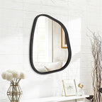Asymmetrical Mirror Large 20"x16" Irregular Oval Wall Mirror Modern Wood Frame - Image 2
