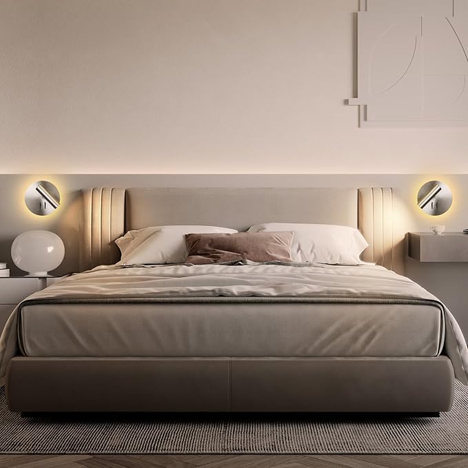 Round Wall Mount Reading Light for Bed Bedside, Modern Hardwired Sconce - Image 6