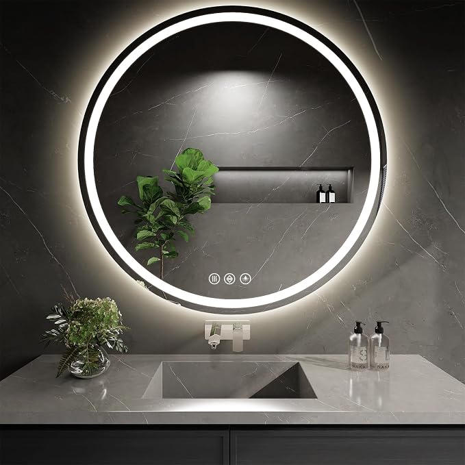 LED Bathroom Mirror 36 Inch Round Bathroom Mirror by WISSMILESHOME