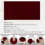 VEELIKE Dark Red Velvet Fabric Wallpaper Self Adhesive Soft Felt Drawer Liners - Image 6