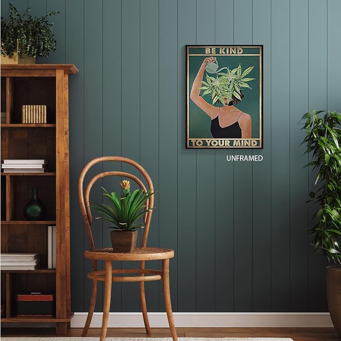 YuzhongART Vintage Be Kind To Your Mind Poster Mental Health Quote Canvas Wall - Image 4