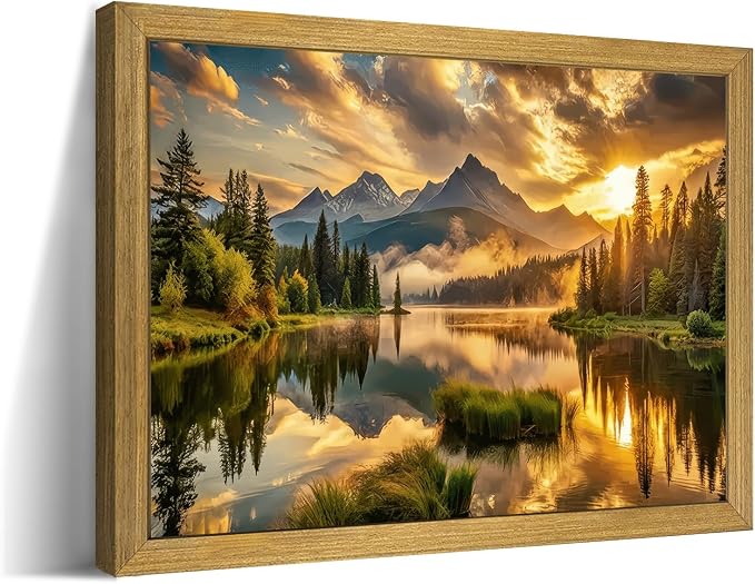 Framed Canvas Wall Art 12x16 Inch, Vintage Landscape Wall Art Decor, by Unknown