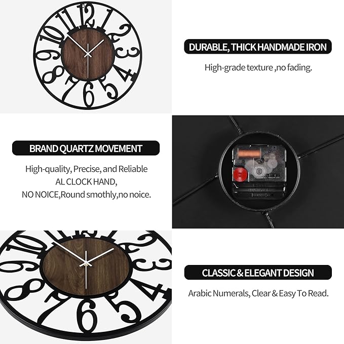 Large Wall Clock for Living Room Decor, 16 Inch Non Ticking Silent, Battery - Image 7
