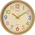 Foxtop Silent Kids Wall Clock 12 Inch Non-Ticking Battery Operated Colorful by Foxtop
