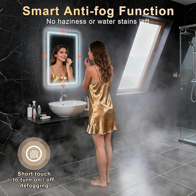 LED Bathroom Mirror, 16 x 24 Inch Anti-Fog Bathroom Mirror - Image 7