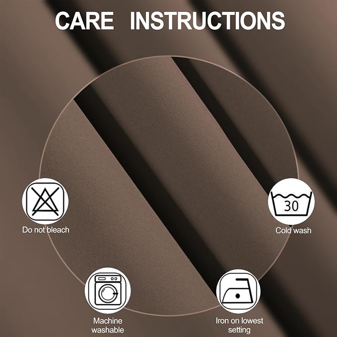 LEMOMO Chocolate Brown Blackout Curtains 42 x 54 Inch Length Set of 2 Panels - Image 4