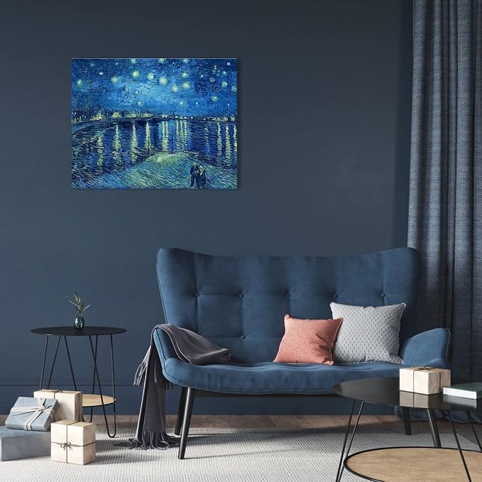 1 KINGO Van Gogh Canvas Wall Art: Starry Night over the Rhône Oil Painting - Image 3