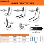Pack 16 Garage Hooks Heavy Duty | Multi-Sized Wall-Mounted Tool Hangers - Image 2