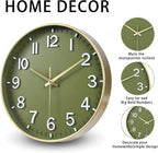 HZDHCLH Wall Clocks Battery Operated, Wall Clock Green Gold, 10 inch Wall Clock - Image 2