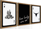 Western Wall Art Set of 3, Southwestern Cowboy Playing Card Wall Decor by TransformYourWallsElevateYourStyle