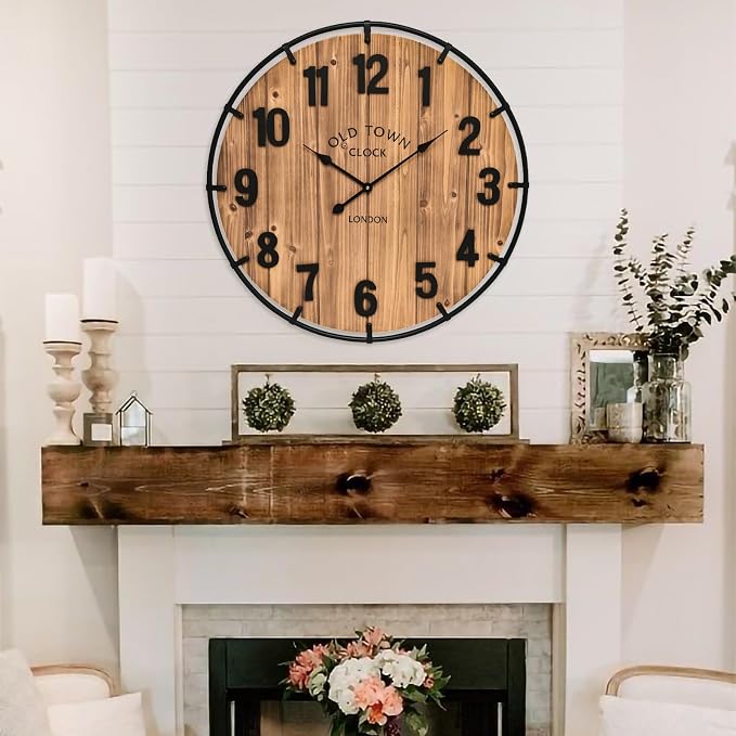 EMAX HOME Large Old Town Farmhouse Wall Clock 20 Inches - Image 4