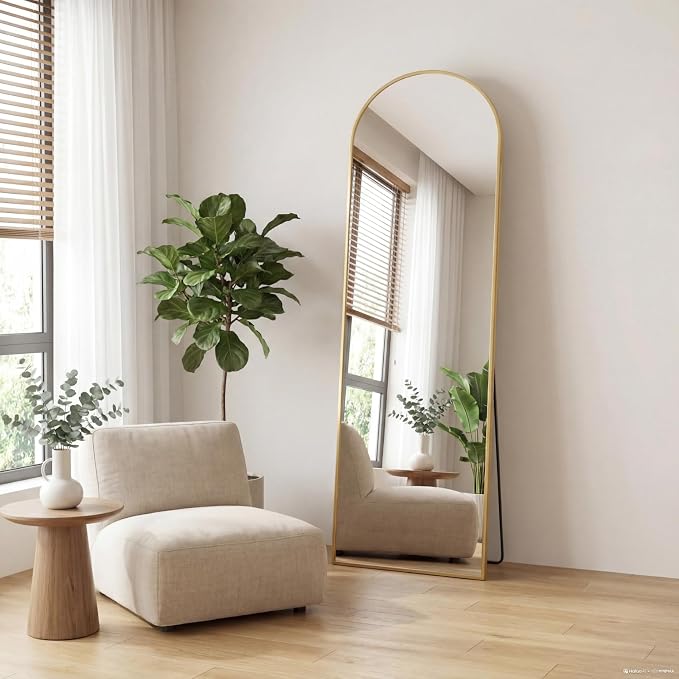 Sweetcrispy 56"x15" Arched Full Length Mirror, Leaning or Standing Full Body - Image 7