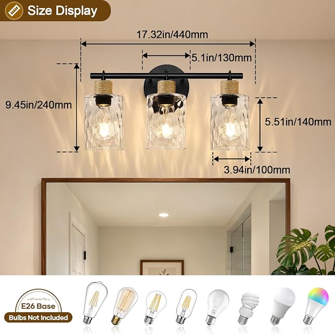 MOKATNG Bathroom Light Fixtures, 3-Light Coastal Vanity Lights - Image 8
