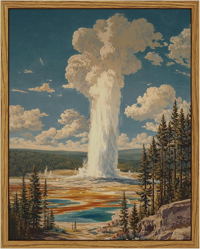 InSimSea Framed Canvas Wall Art, Vintage National Park Art by InSimSeaArt