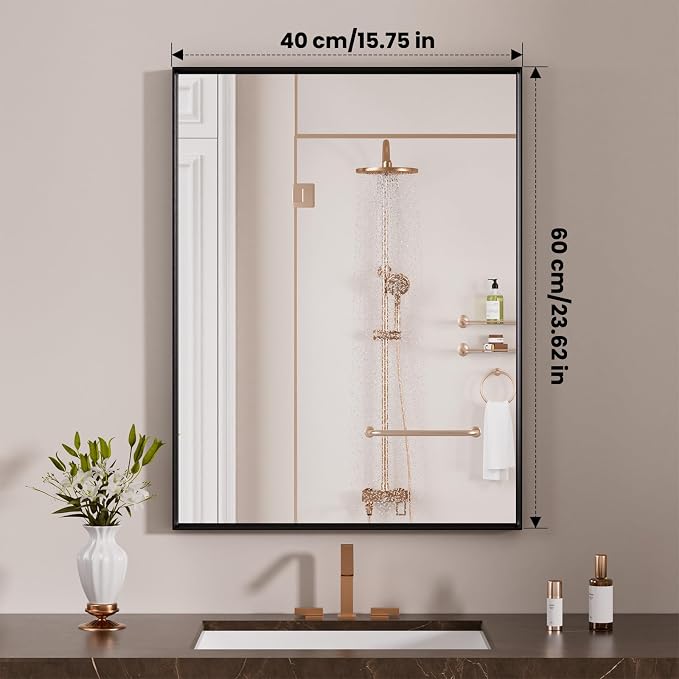 LOAAO Black Bathroom Mirror 16"X24" - Image 8