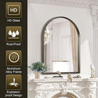 Arched Wall Mirror Bathroom Mirror Brushed Metal Vanity Wall Mounted Mirror - Image 6