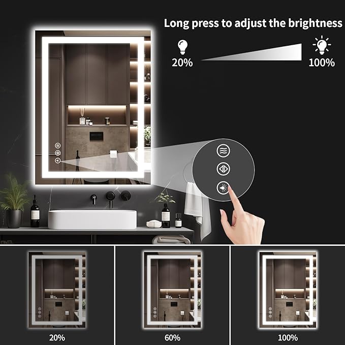 LED Bathroom Mirrors 28"x36" Bathroom Mirror - Image 4