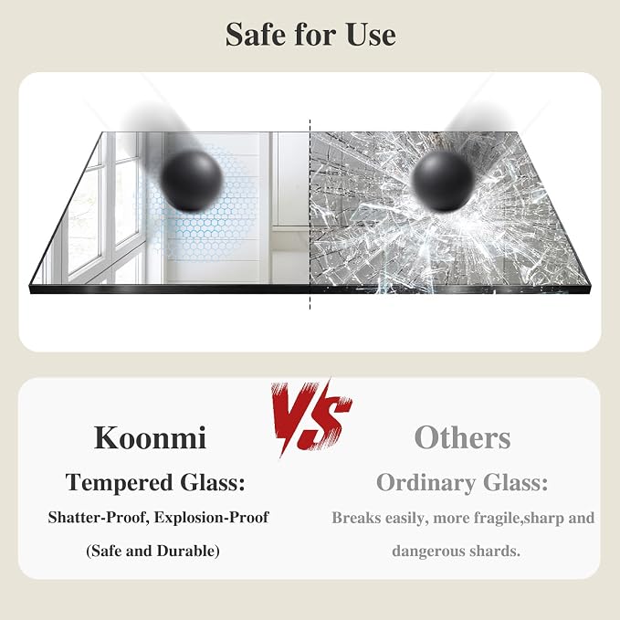 Koonmi Black Mirrors for Wall, 30x40 Inch Bathroom Mirror, Rectangular Wall - Image 5