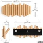 Umbra Picket Coat Rack Wall Mount – 5 Flip-Down Wood Coat Hooks, Modern & - Image 3