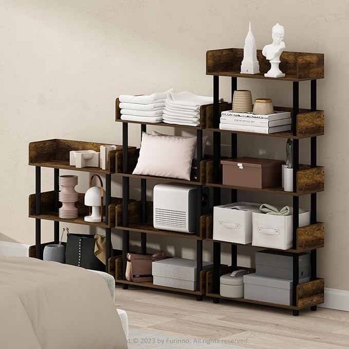 Furinno TURN-N-TUBE 5-Tier Display Shelf, Storage Shelves, Book Shelf, Open - Image 2