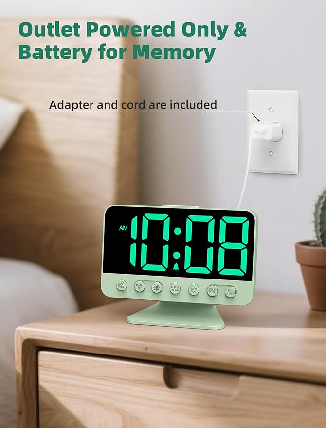 Odokee Digital Alarm Clocks for Bedrooms: Large Bold Number 5 Brightness Dimmer - Image 6