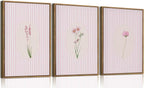 KISSFOX 3 Piece Framed Wall Art Botanical Wall Decor Pink Floral Pictures by KISSFOX