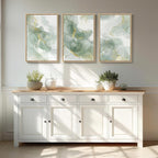 Framed Sage Green Abstract Wall Art, 3 Piece Modern Canvas Prints Paintings - Image 4