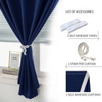 Thermal Blackout Curtains with Self-Adhesive Tape, No Rod No Drill Easy Install - Image 2