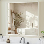 36x30 Inch White Bathroom Mirrors by Dimelax