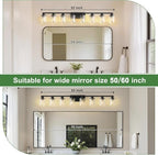 DORESshop 55 Inch Bathroom Light Fixtures, 8-Light Black Bathroom Lighting - Image 2