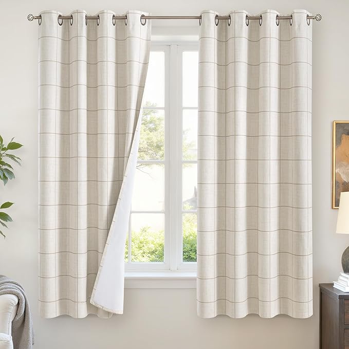 Lajode Linen Blackout Curtains 63 Inches Long by Lajode