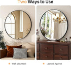 Bathroom Mirror for Wall, 24 Inch Round Mirror, Matte Black Metal Framed Circle - Image 5