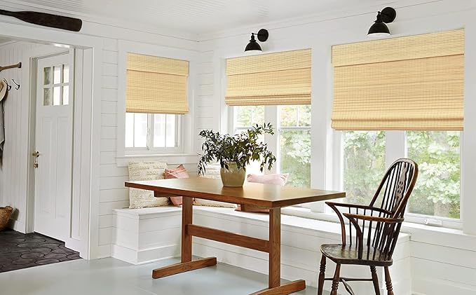 LazBlinds No Tools No Drill Cordless Bamboo Roman Shades, Custom Privacy Light - Image 4