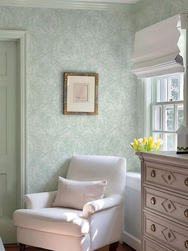 Ismoon Peel and Stick Wallpaper Vintage Floral Contact Paper Boho Watercolor - Image 5