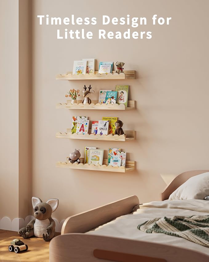Shario Nursery Book Shelves, Scalloped Shelves, Wall Book Shelves - Image 6
