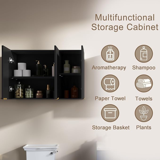 ChooChoo 3 Doors Wall Cabinet Laundry Room, Bathroom Wall Cabinet - Image 7