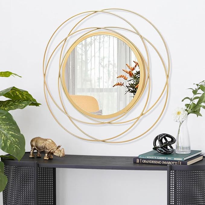 Gold Wall Mirror Mounted Round Decorative Mirrors - Image 2