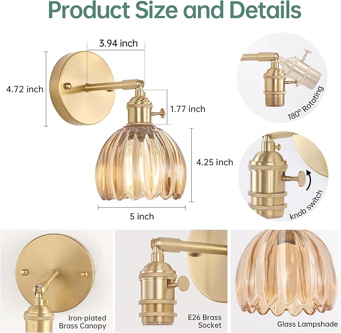Shenmoyl Vintage Wall Sconces Set of 2 - Image 6