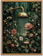 AtterrirArt Framed Vintage Bathroom Wall Art, 12 * 16inch, Floral Shower Wall by AtterrirArt