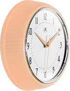 Infinity Instruments Retro 9.5 Inch Round Indoor Wall Clock, Peach Fuzz - Image 3
