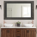 YOSHOOT Rustic Wooden Framed Wall Mirror, Natural Wood and Iron Bathroom Vanity by YOSHOOT