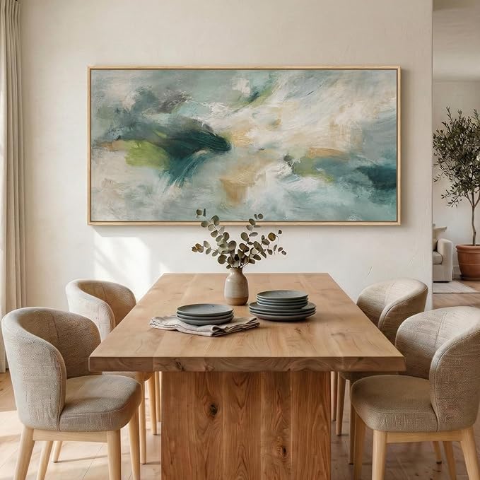 Extra Large Framed Sage Green Abstract Wall Art - Image 4
