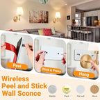 Nekhung Battery Operated Wall Sconces Set of Two, Wireless Battery Wall Light - Image 3