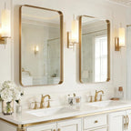 USHOWER Gold Bathroom Mirrors 24"x36" 2 Pack, Brushed Gold Rectangle Mirrors by USHOWER