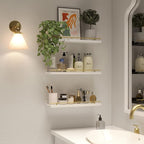 WOPITUES Floating Shelves with Gold Metal Guardrail, Shelves - Image 5